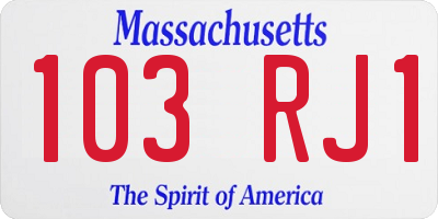 MA license plate 103RJ1