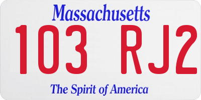 MA license plate 103RJ2