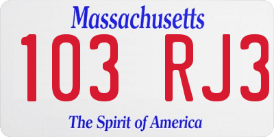 MA license plate 103RJ3