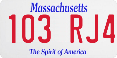 MA license plate 103RJ4