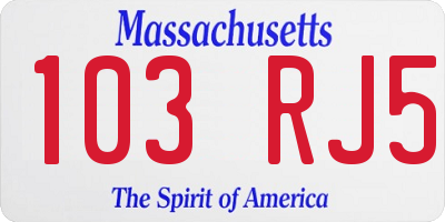 MA license plate 103RJ5