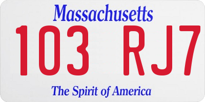 MA license plate 103RJ7