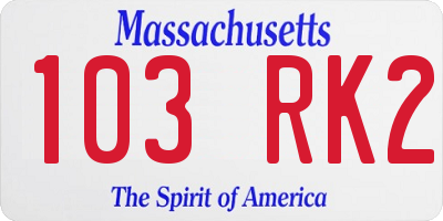 MA license plate 103RK2