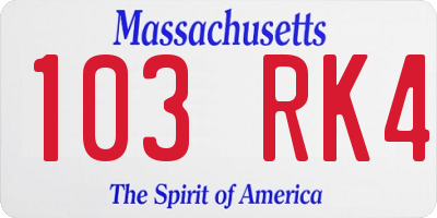 MA license plate 103RK4