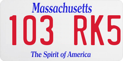MA license plate 103RK5