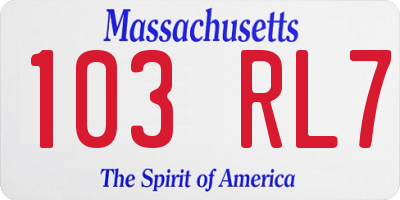 MA license plate 103RL7