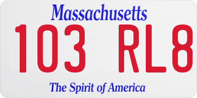 MA license plate 103RL8