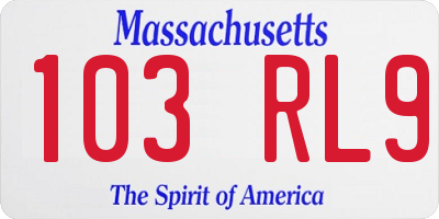 MA license plate 103RL9