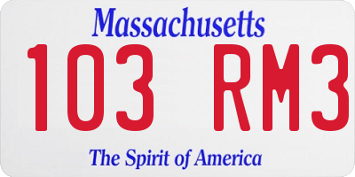 MA license plate 103RM3