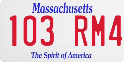 MA license plate 103RM4