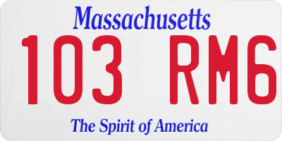 MA license plate 103RM6