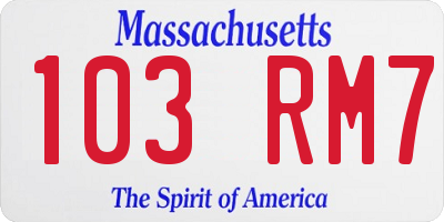 MA license plate 103RM7
