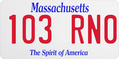 MA license plate 103RN0
