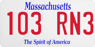 MA license plate 103RN3