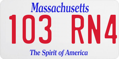 MA license plate 103RN4