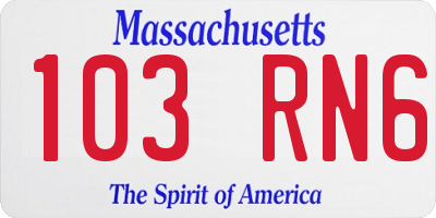 MA license plate 103RN6