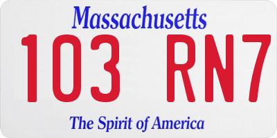 MA license plate 103RN7