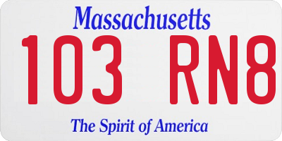 MA license plate 103RN8