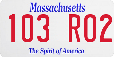 MA license plate 103RO2