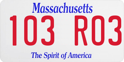 MA license plate 103RO3