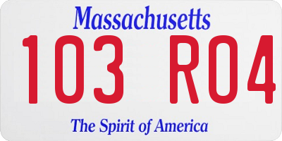 MA license plate 103RO4