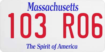 MA license plate 103RO6