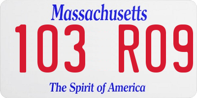 MA license plate 103RO9