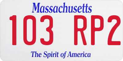 MA license plate 103RP2