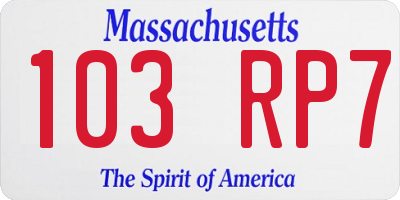 MA license plate 103RP7