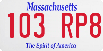 MA license plate 103RP8