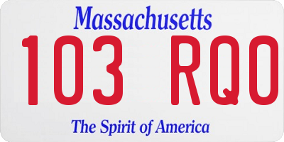 MA license plate 103RQ0