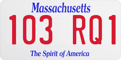 MA license plate 103RQ1