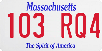 MA license plate 103RQ4