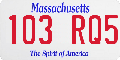 MA license plate 103RQ5