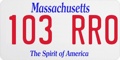 MA license plate 103RR0