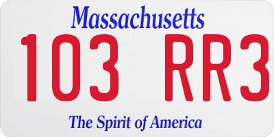 MA license plate 103RR3