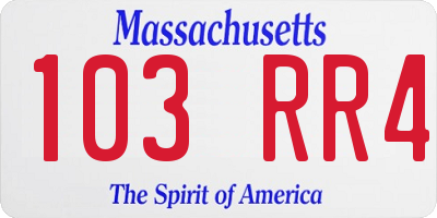 MA license plate 103RR4
