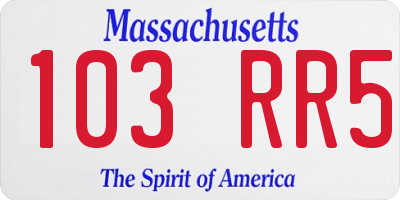 MA license plate 103RR5