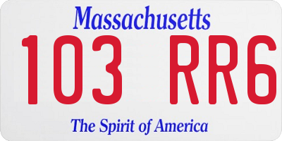 MA license plate 103RR6