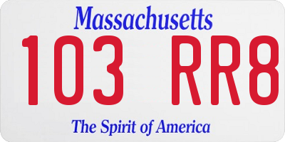 MA license plate 103RR8