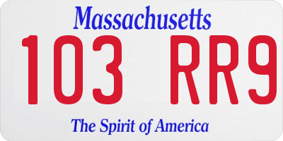 MA license plate 103RR9