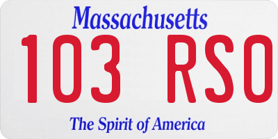 MA license plate 103RS0
