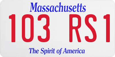 MA license plate 103RS1
