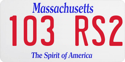 MA license plate 103RS2