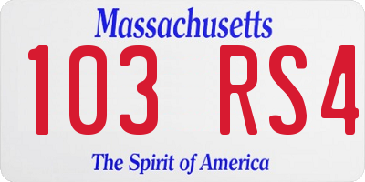 MA license plate 103RS4