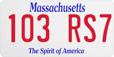 MA license plate 103RS7
