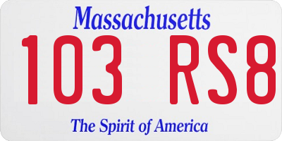 MA license plate 103RS8