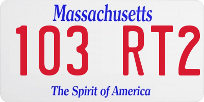 MA license plate 103RT2