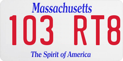 MA license plate 103RT8