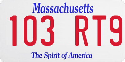MA license plate 103RT9